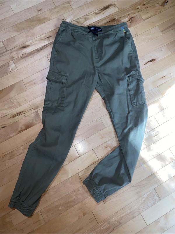 Brooklyn Cloth Mens Army Green Cargo Joggers Tapered Stretch Pants Small