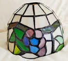 Vintage Tiffany Style Stained Glass Lamp Shade White, Blue Purple Floral 5"X5"