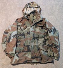 Vintage US Army Jacket Mens Large M65 Field Coat Woodland Camo Military 80s
