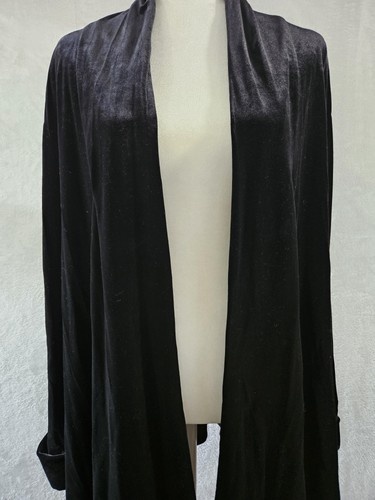 Vtg Mercer & Madison Jacket Womens 2X Black Velvet Open Front Drape Cardigan USA - Picture 2 of 10