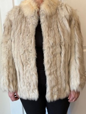 SAGA FOX Fur Coat Jacket - Beige- From Korea - Fits Size 10 from