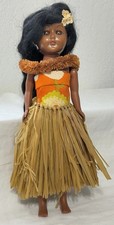 Vintage Hawaiian Hula Doll Grass Skirt Jointed Arms Sleepy Eyes