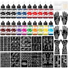InkForge 20 Bottles Temporary Tattoo Ink Kit with 12 20 bottle -12 colors
