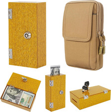 Acrylic Cash Box for Gamblers Extra Large, Gold Shimmering Winners Bank with Loc