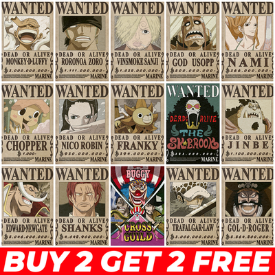 Poster Toile One Piece Wanted 30x45cm - Déco Moderne Chambre, Fan De Manga