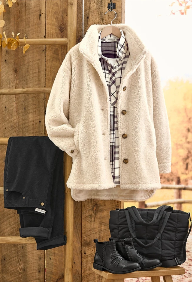 Abrigo Sherpa Coldwater Creek Fireside color abedul o malva vintage Foto 4 de 4