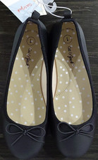 Cat  Jack Black Ballet Flats Memory Foam Slip-On Bow Round Toe US 1