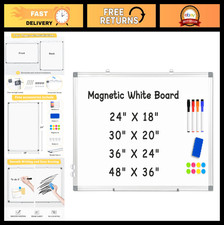 Double-Sided Magnetic Whiteboard 24"x18" - Dry Erase Board for Home, Office, Sch