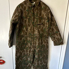 Vintage Mossy Oak Camo Thermal Insulated Cotton Coveralls XL made in USA