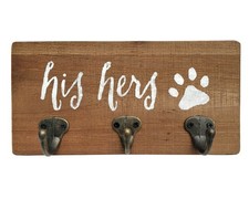 His Hers Dog Leash Key Holder for Wall, Key and Dog Leash Hanger for Entryway...