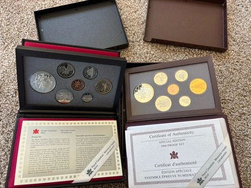 1994 Canada Proof Set & Special Proof Set Royal Canadian Mint 2x Silver Dollars￼