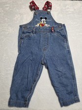 Vintage Mickey Co Disney 90s Baby Mickey Mouse Embroidered Denim Overalls 24M