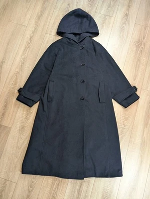 Manteau long décontracté en loden femme Ledenfrey vintage à capuche en laine ... - Photo 1/4