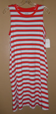 Time And Tru Women's Red White Blue Stripe Sleeveless Knit Dress L 12/14 NWT