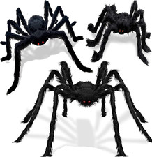 3 Pack Halloween Giant Spider Decorations, Black Realistic Large Spider Fake Sca