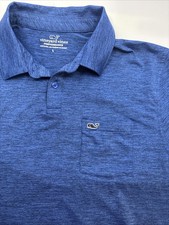 Vineyard Vines Shirt Mens Large Performance Golf Polo Blue Whale Logo