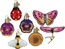 Mini Garden Ornament Set Glass Blown Ornament for Christmas Tree, Handcrafted Ho