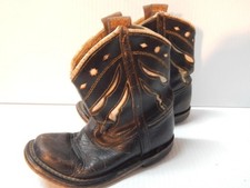 VINTAGE 1940-50s CHILD SIZE BRONCO WESTERN COWBOY COWGIRL BOOTS CUT OUTS LEATHER
