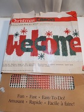 Vintage 1980 CARON Christmas WELCOME Latch Hook Kit Rug K3177 33" X 17" READ