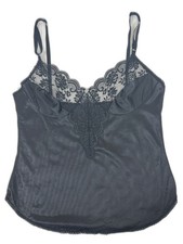 Vintage 80s Chantilly by Maidenform Black Lace trim camisole slip top sz 36