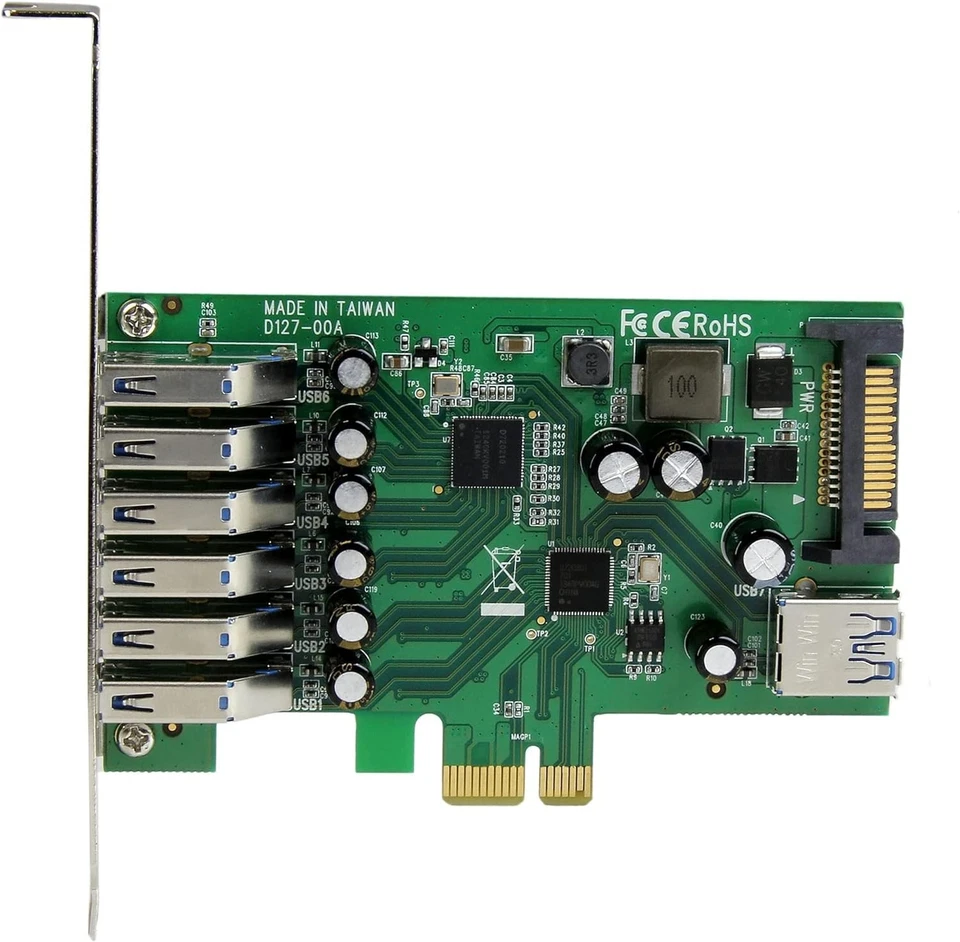 StarTech.com 7 Port PCI Express USB 3.0 Card - Standard & Low-Profile - SATA Pow - Image 2 of 4