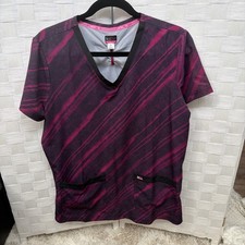 NWT Koi Next Gen Brush Stroke Stretch V-Neck Scrub Top Women's Large Pockets