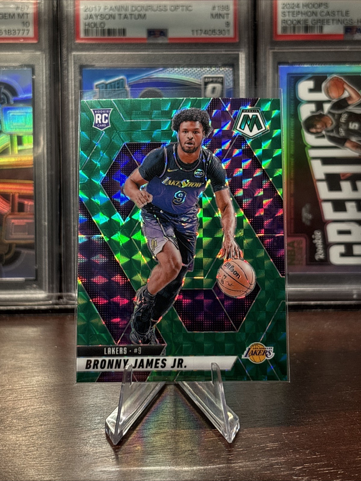 2024-25 Panini Mosaic - Rookies Bronny James #214 Green Mosaic Prizm (RC)