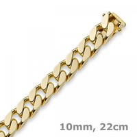 10Mm Armband Armkette Panzerarmband, 585 Gold Gelbgold, 22Cm, Herren
