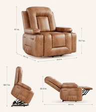 22" Power Lift Recliner Chair,Massage,Heat, Adjustable Reclining Chair,Ergonomic