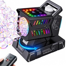 Black Auto Rotate Bubble Machine Kit with Remote Control  11 RGB Lights