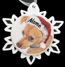 Santa Chihuahua Dog Christmas Ornament - Free Personalization