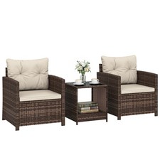 Outsunny Rattan Garden Furniture Bistro Set with Cushion, Mixed Brown