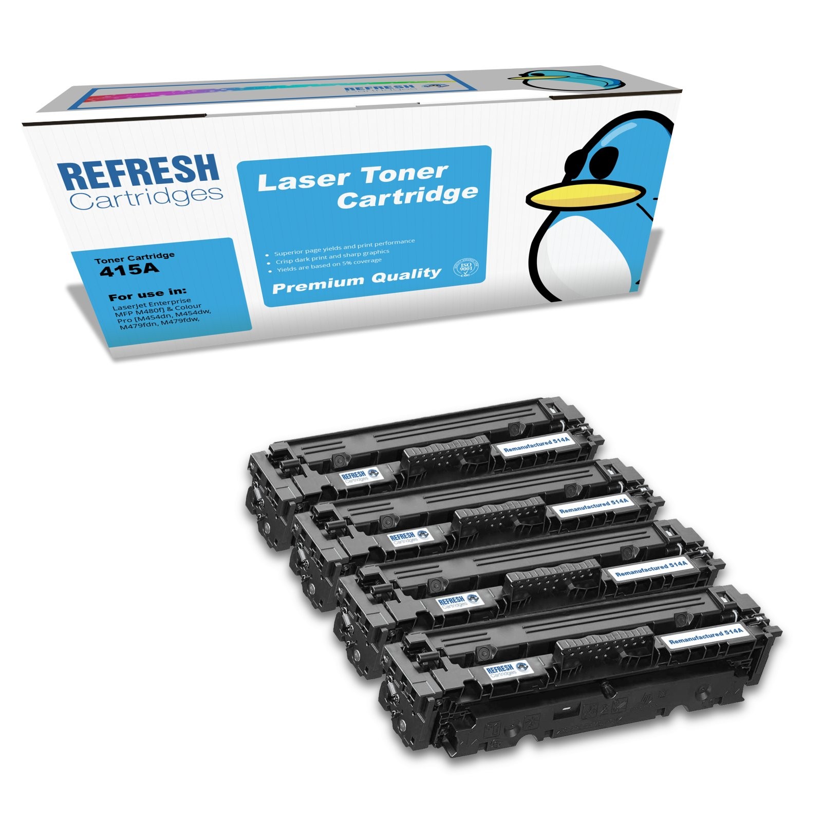 Refresh Cartridges Replacement Full Set 415A Toners Compatible With HP Printers