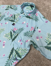 Bad Birdie Men's Size XL Core Performance Golf Polo Tropical Floral Hawaiian
