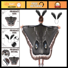 Moth Butterfly Wing Cape Costume for Kids - Feather Shawl  Headband Dress Up fo