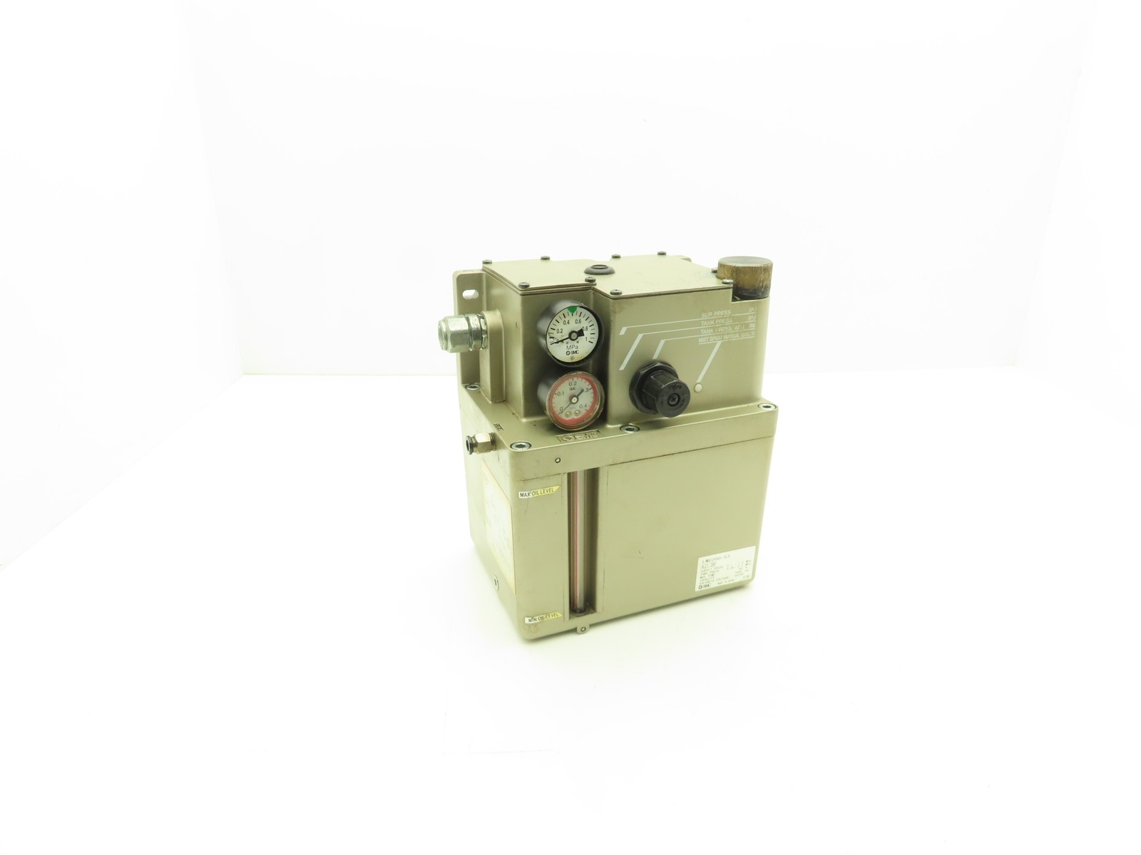 SMC LMU200-53 Pneumatic Lubricator Oil Mist Sprayer Pump 1 Gal Tank 24VDC