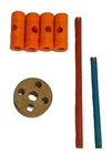 Vintage Tinker Toy Lot 7 Parts L Bearings/Couplings/ Wooden Wheel And Sticks