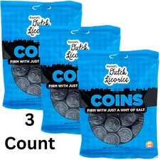 Gustaf's Coins 3 Bags Salt Traditional (Black) Licorice Coins 5.29 Oz Bag