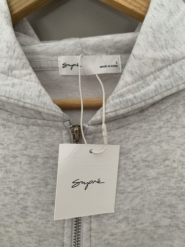 Supré women’s JAMIE CROPPED ZIP Hoodie Size: L LIGHT GREY MARLE in New with tags - Picture 3 of 8