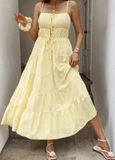 Sommerkleid 100% Viskose Hellgelb Partykleid M 38
