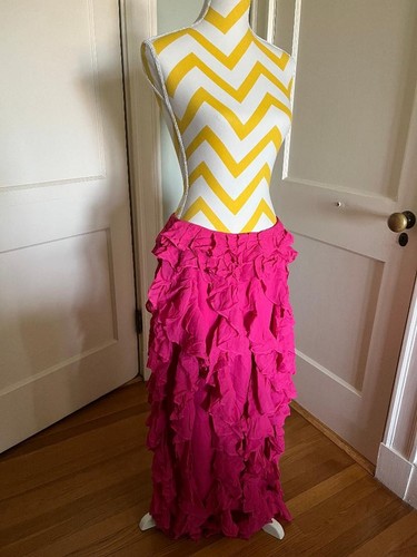 NWT J CREW COLLECTION Limited Edition SZ 10 Pink Ruffle Chiffon Maxi Skirt BV439 - Picture 6 of 6
