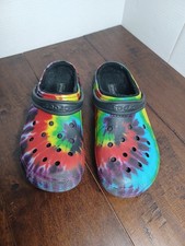 Crocs Bistro Clogs Tie Dye Anti-Slip Rainbow Mens 12 Womens 14 Comfort Shoes