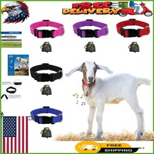 5 Pack Adjustable Goat Collars with Copper Bells - Stylish Farm Animal Accessory