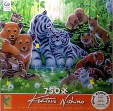 White Tigers & More In Jungle Kentaro Nishino 750 pc 24" X 18" Ceaco Puzzle