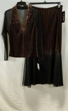 NWT Vintage Y2K J.R. Nites 2-Pc Gown Set Black Copper Sequined Top 14 Skirt 16