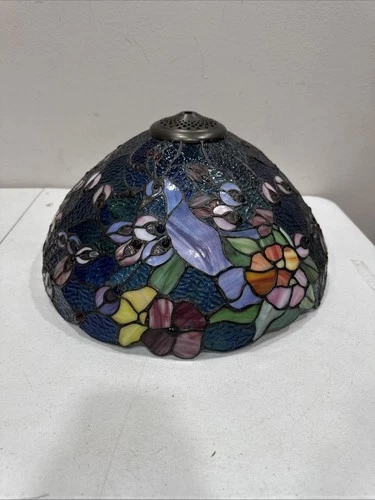 Tiffany-Style Stained Glass Lampshade Shade 16” Vintage