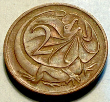 WORLD COIN SALE-1976  AUSTRALIA 2 CENT--BRONZE COMP. COIN-KM# 63