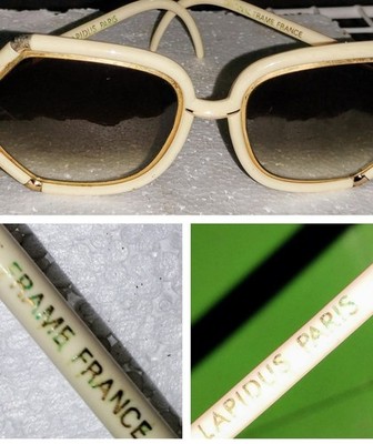 Vintage Ted Lapidus Sunglasses Oversize Stunner Shades White & Gold Frame 70's