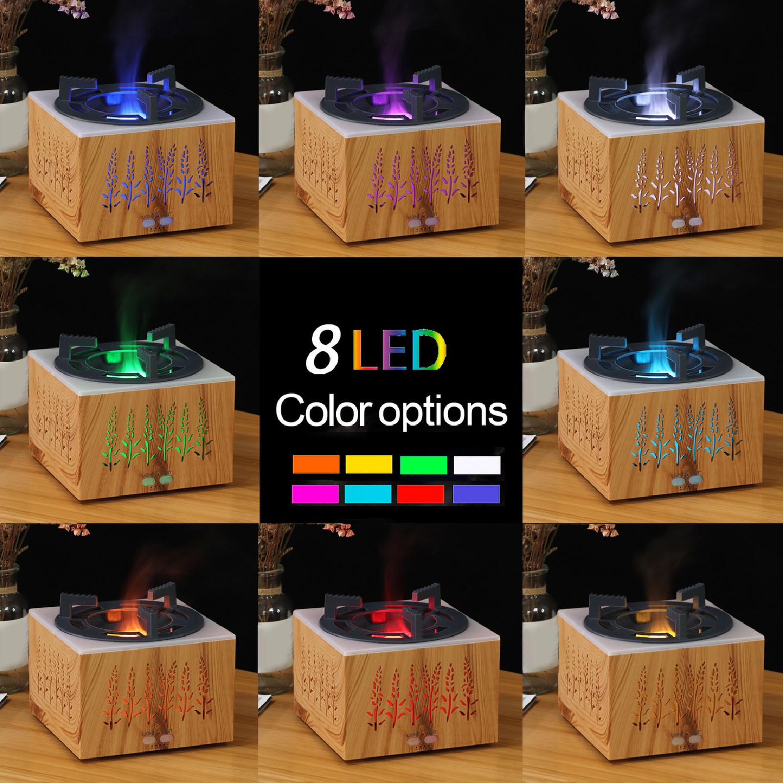 »HG (US Plug 100-240V)Flame Humidifier 400ml Aromatherapy Scent Diffuser