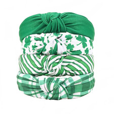 St. Patrick'S Day Headband Set, Green Clover Pattern, Buffalo Plaid, Knotted Des